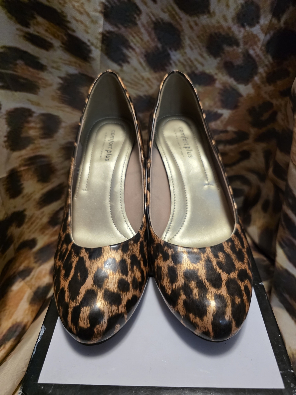 comfort plus by Predictions Leopard Print Round-Toe Women’s Heels- Size 7.5 Wide